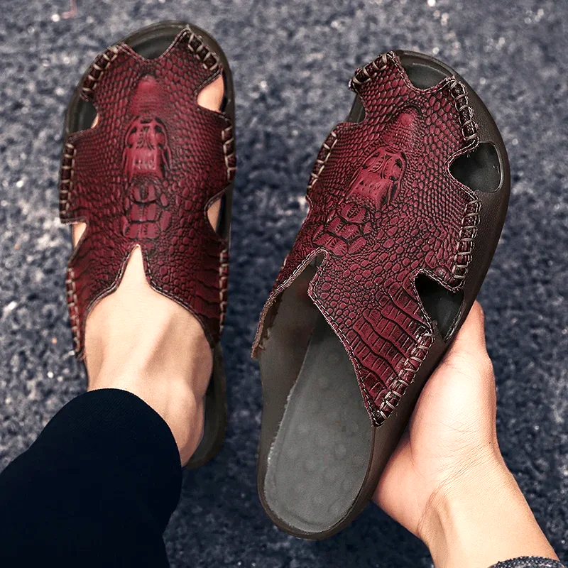 CROCTON LEATHER SLIDES