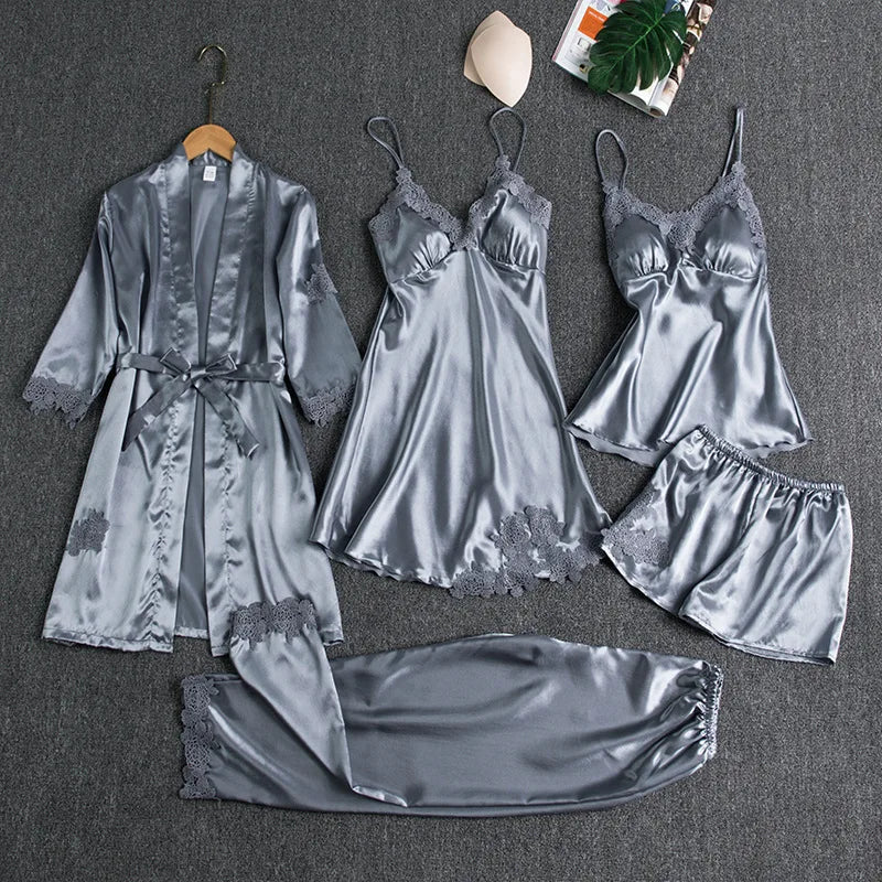 GLOWLACE 5 PC SATIN SET
