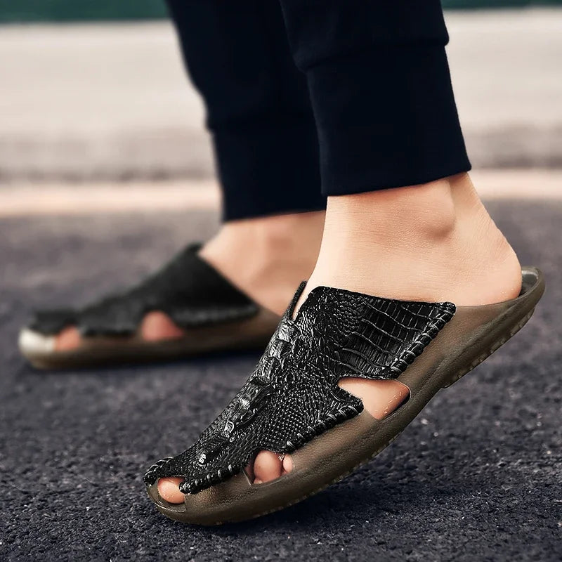 CROCTON LEATHER SLIDES