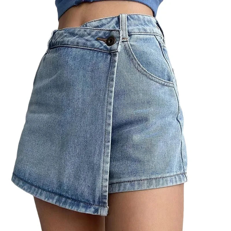 MASIE DENIM-WRAP SKIRT