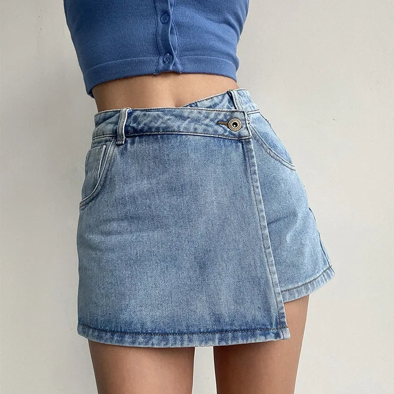 MASIE DENIM-WRAP SKIRT