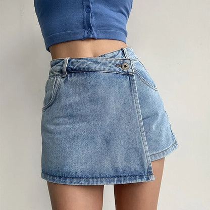MASIE DENIM-WRAP SKIRT