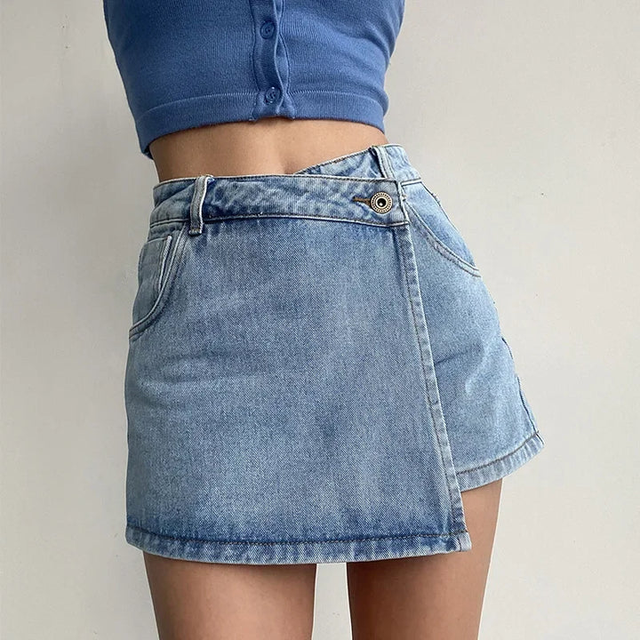 Masie Denim-Wrap Skirt