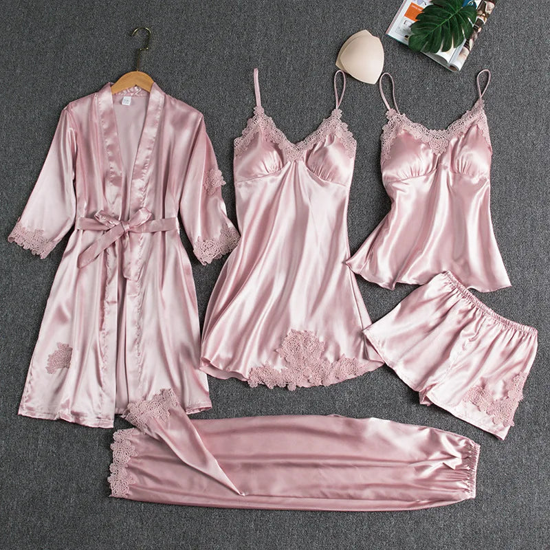GLOWLACE 5 PC SATIN SET