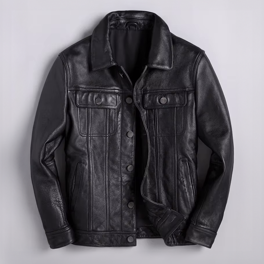 Barger Leather Button Jacket