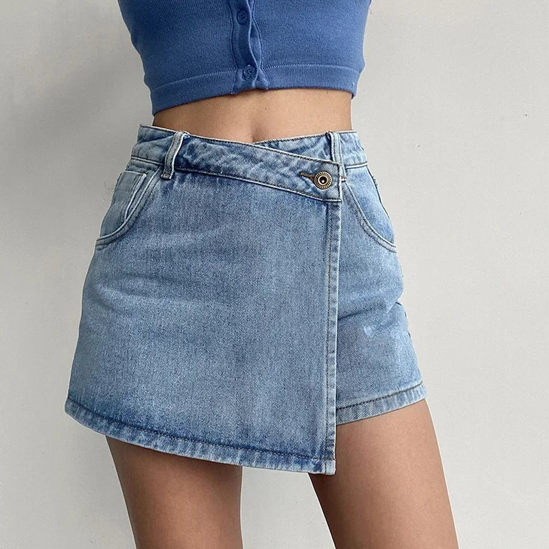 Masie Denim-Wrap Skirt